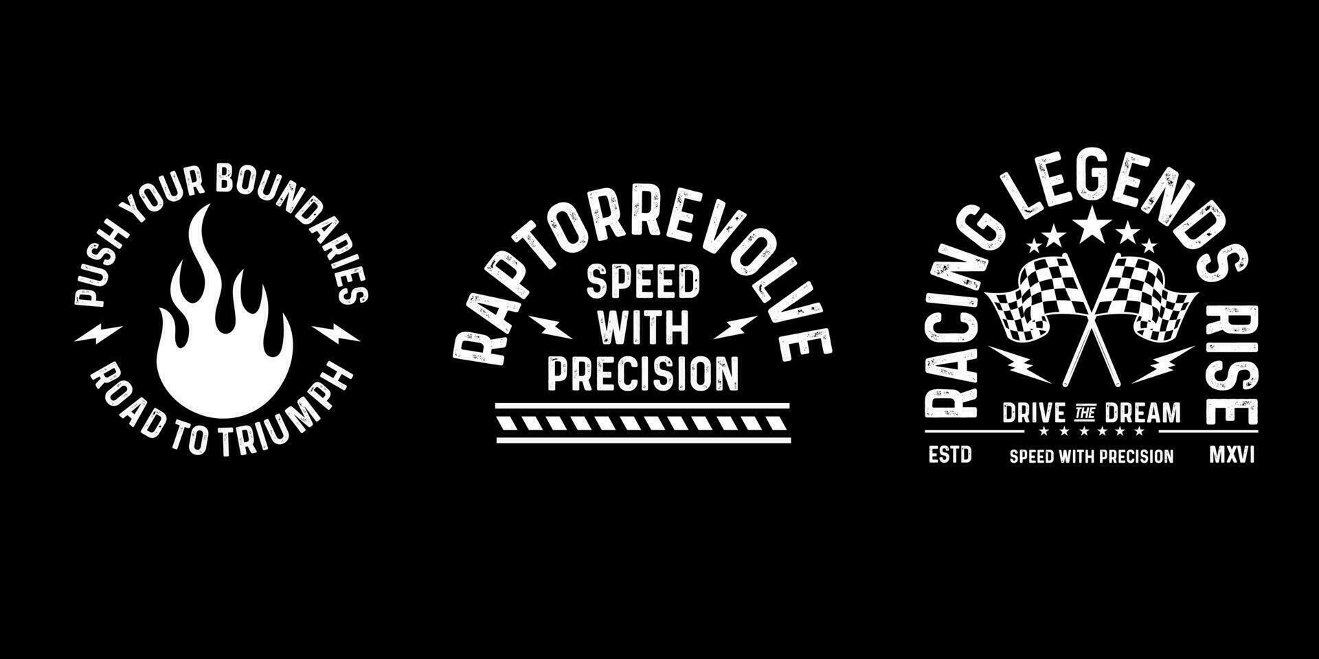 motocicleta insignias club emblemas camiseta diseño retro carreras tipografía gráficos vector