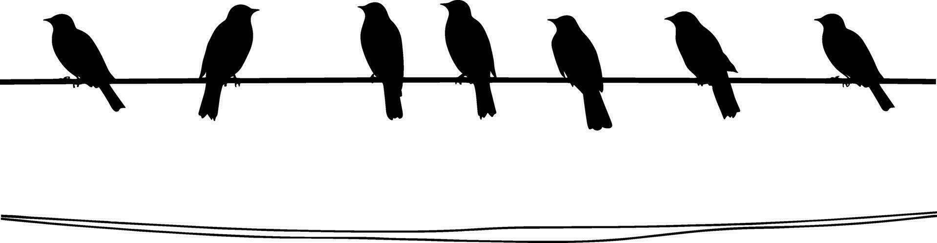 vector siluetas de aves. palomas en alambres oscuridad de sentado y volador aves. ai generado ilustración.