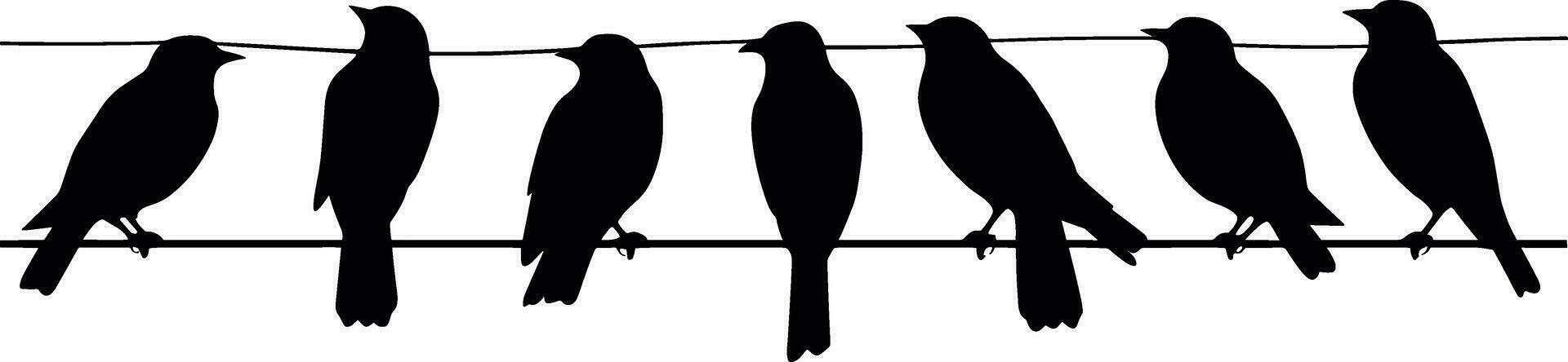 silueta de aves en el alambres para decoración. ai generado ilustración. vector