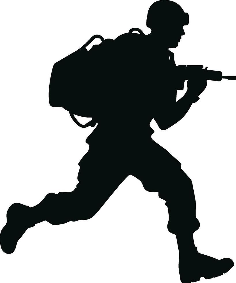 Armed forces high quality detailed silhouette of military army soldier. AI generated illustration. vector