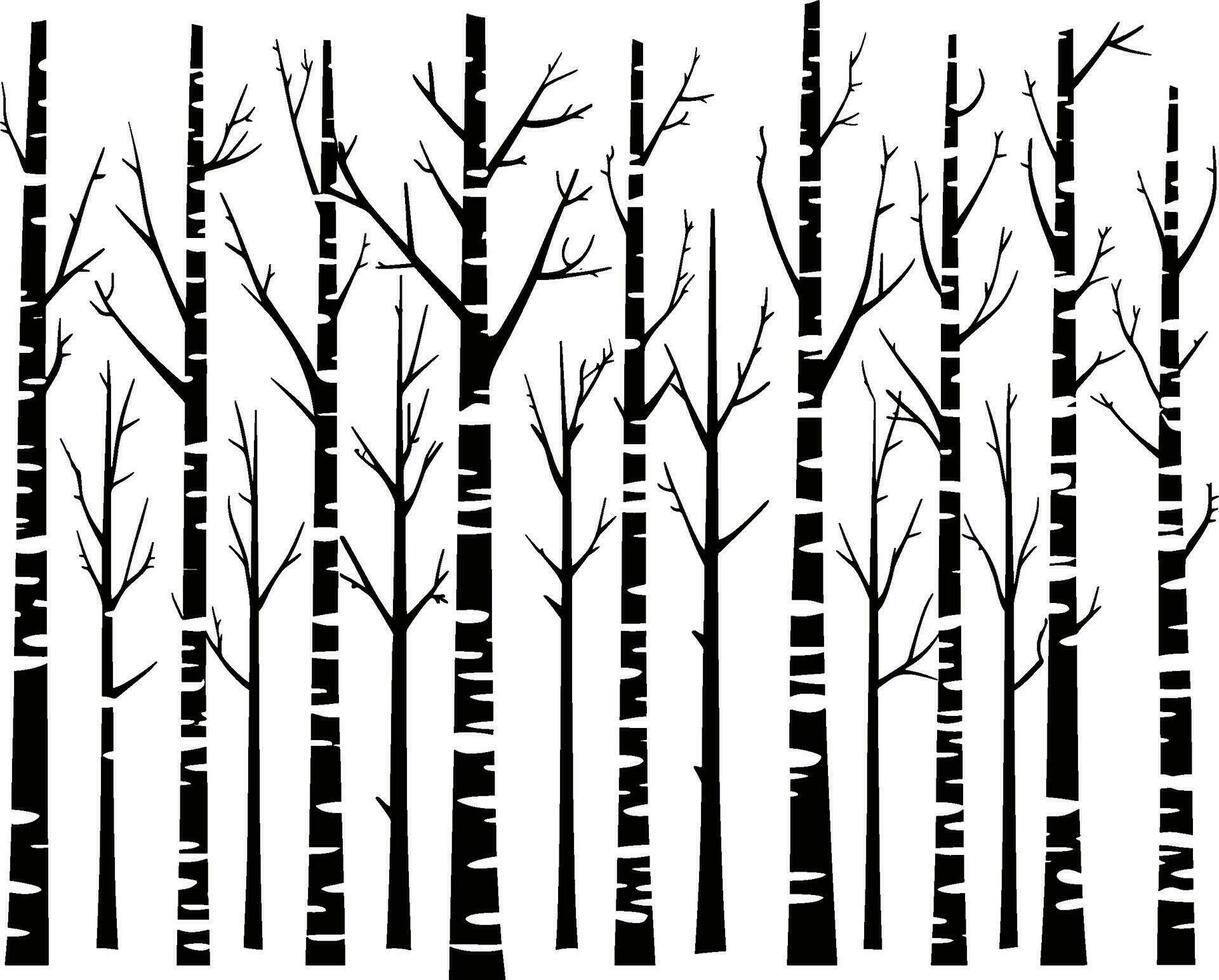 Birch trees. Vector background. Hand drawn vector illustration in sketch style. Nature template. AI generated illustration.