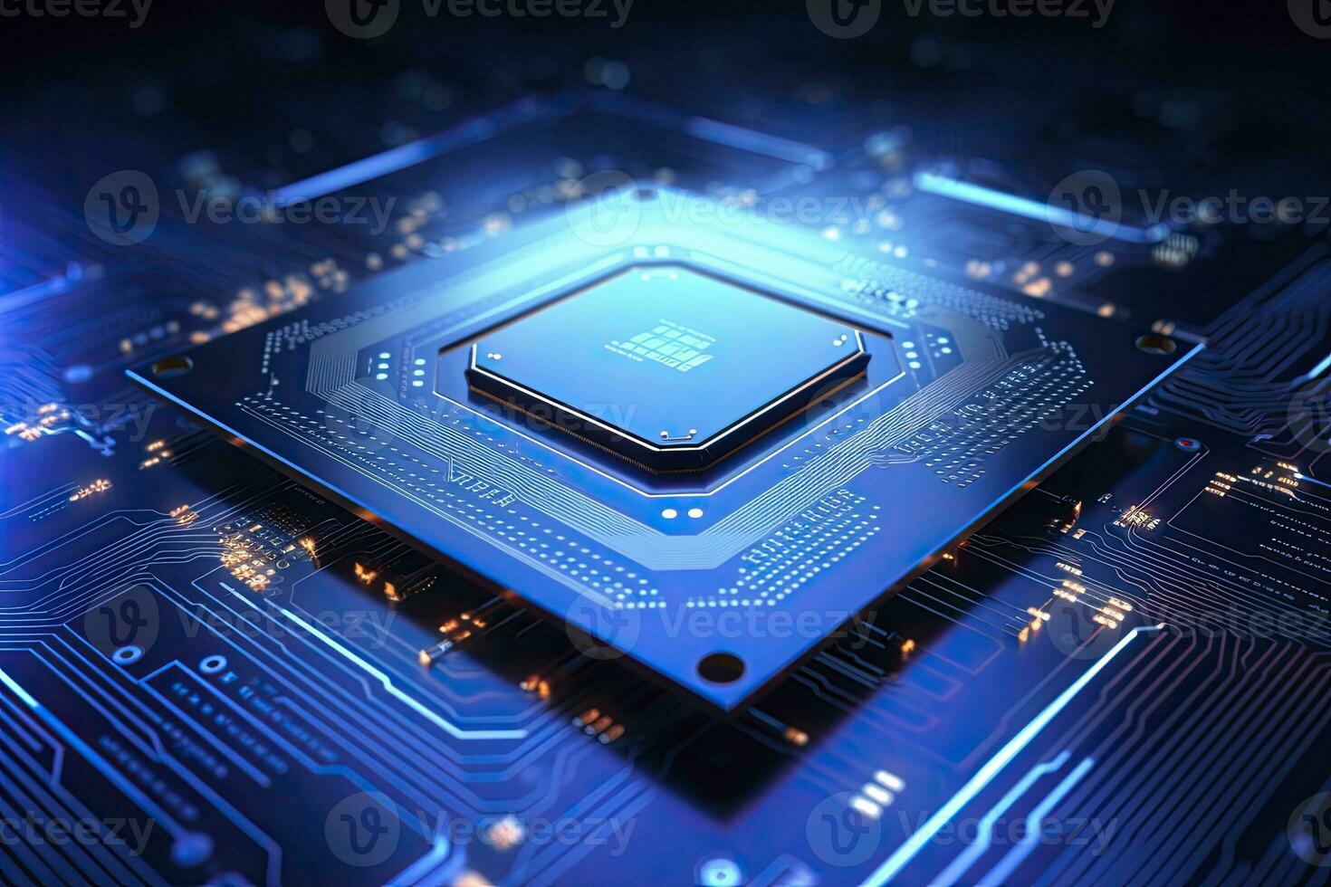 AI generated Futuristic central processor unit. Powerful Quantum CPU motherboard. AI Generated photo