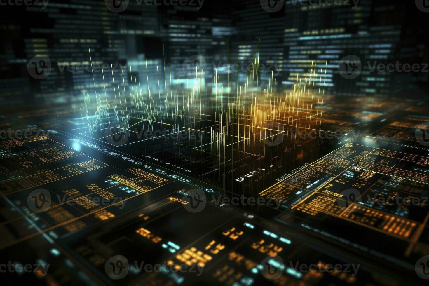 AI generated Digitally Generated Currency and Exchange Stock Chart for Finance and Economy Based Computer Software and Coding Display. AI Generated photo