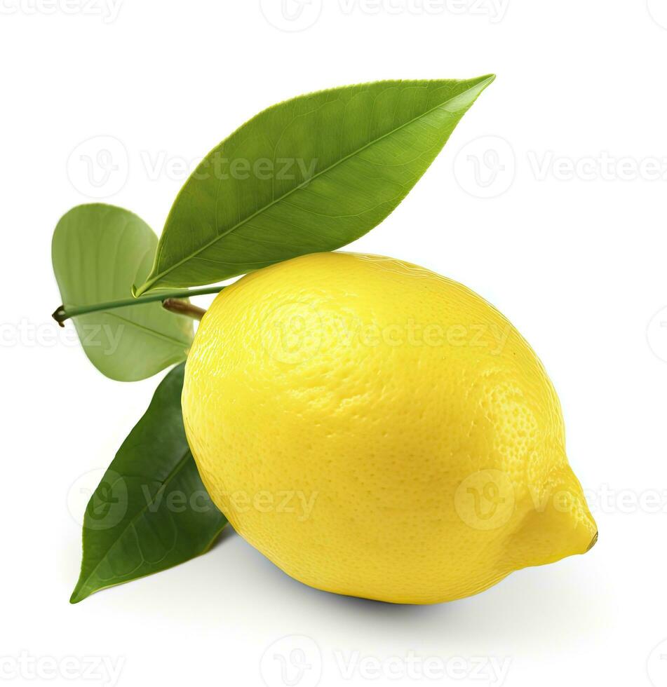 AI generated Lemon with leaf isolated on white background. AI Generated photo