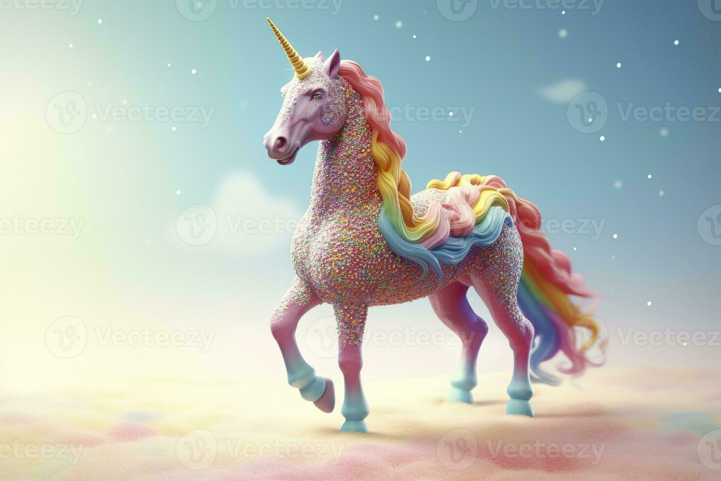 AI generated Beautiful unicorn with light colors. AI Generative photo
