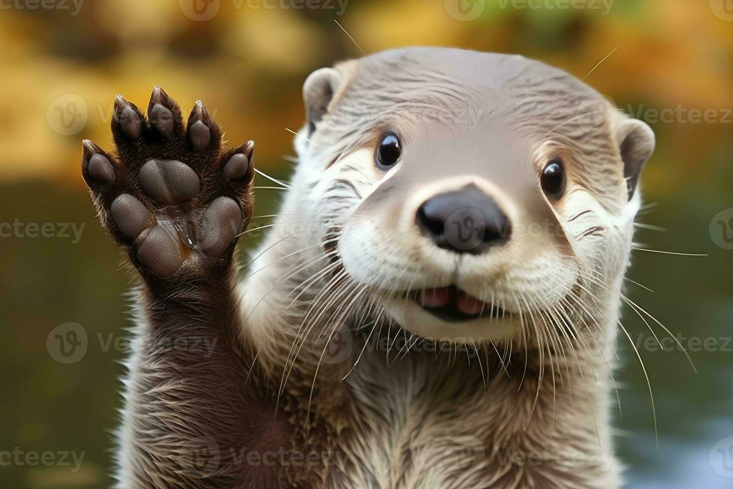 AI generated Otter in the water. AI Generated photo