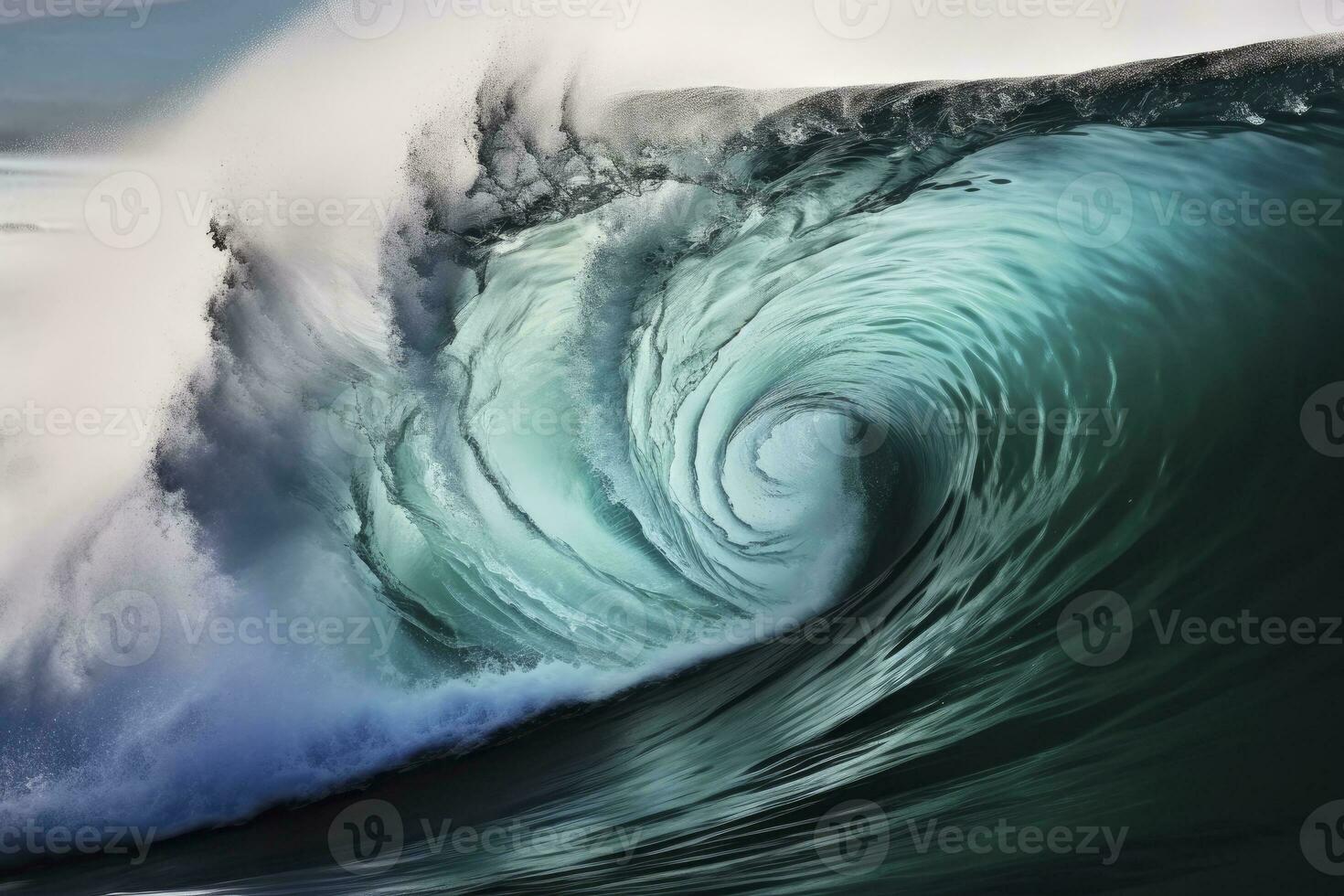 AI generated Extreme close up of thrashing emerald ocean waves. AI Generated photo