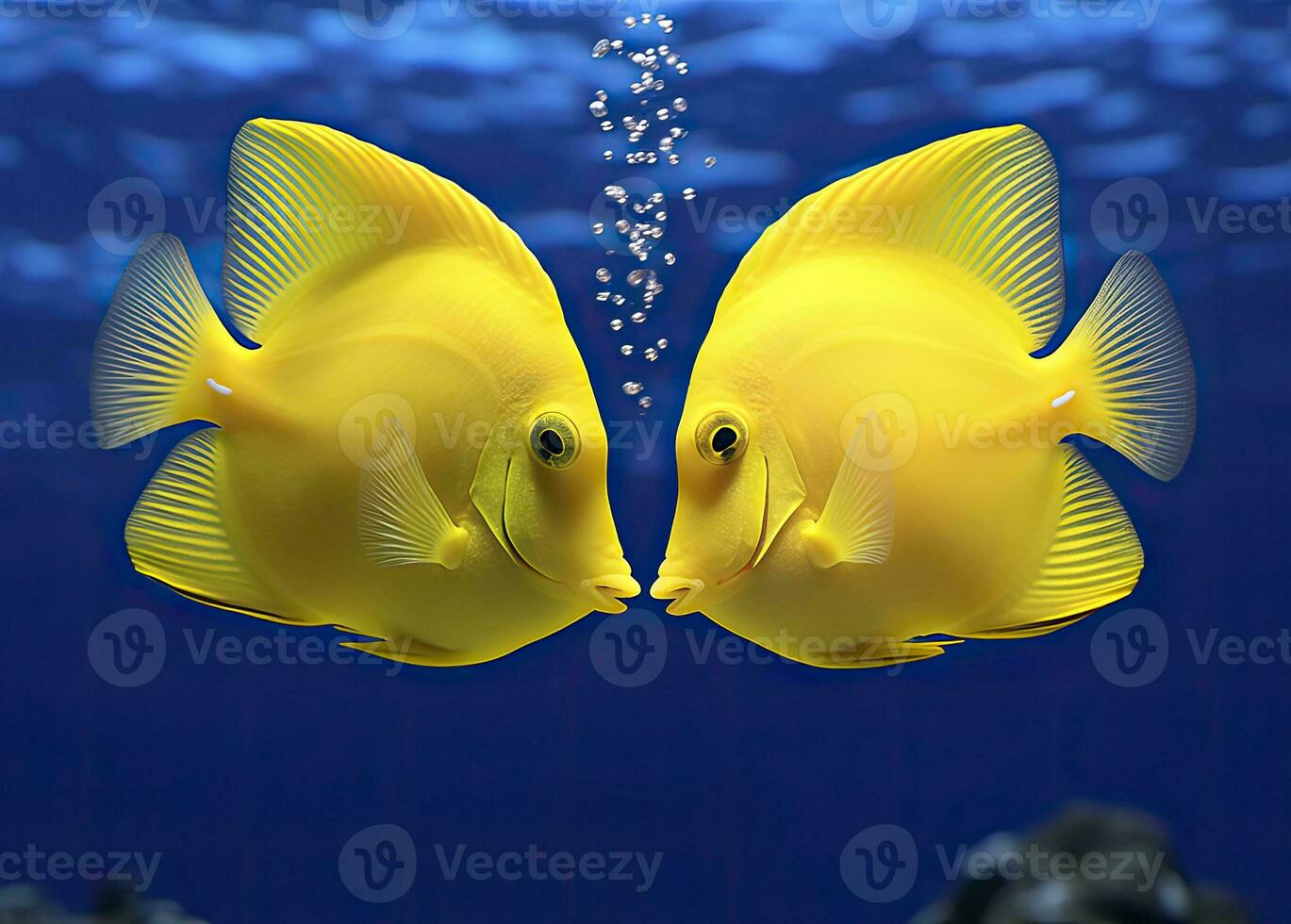 AI generated Two yellow tangs, face to face.  AI Generated. photo