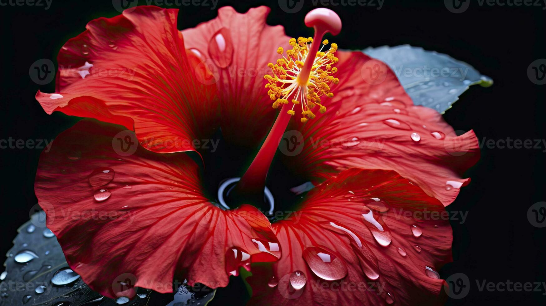 AI generated A hibiscus flower with a black background.AI Generated. photo