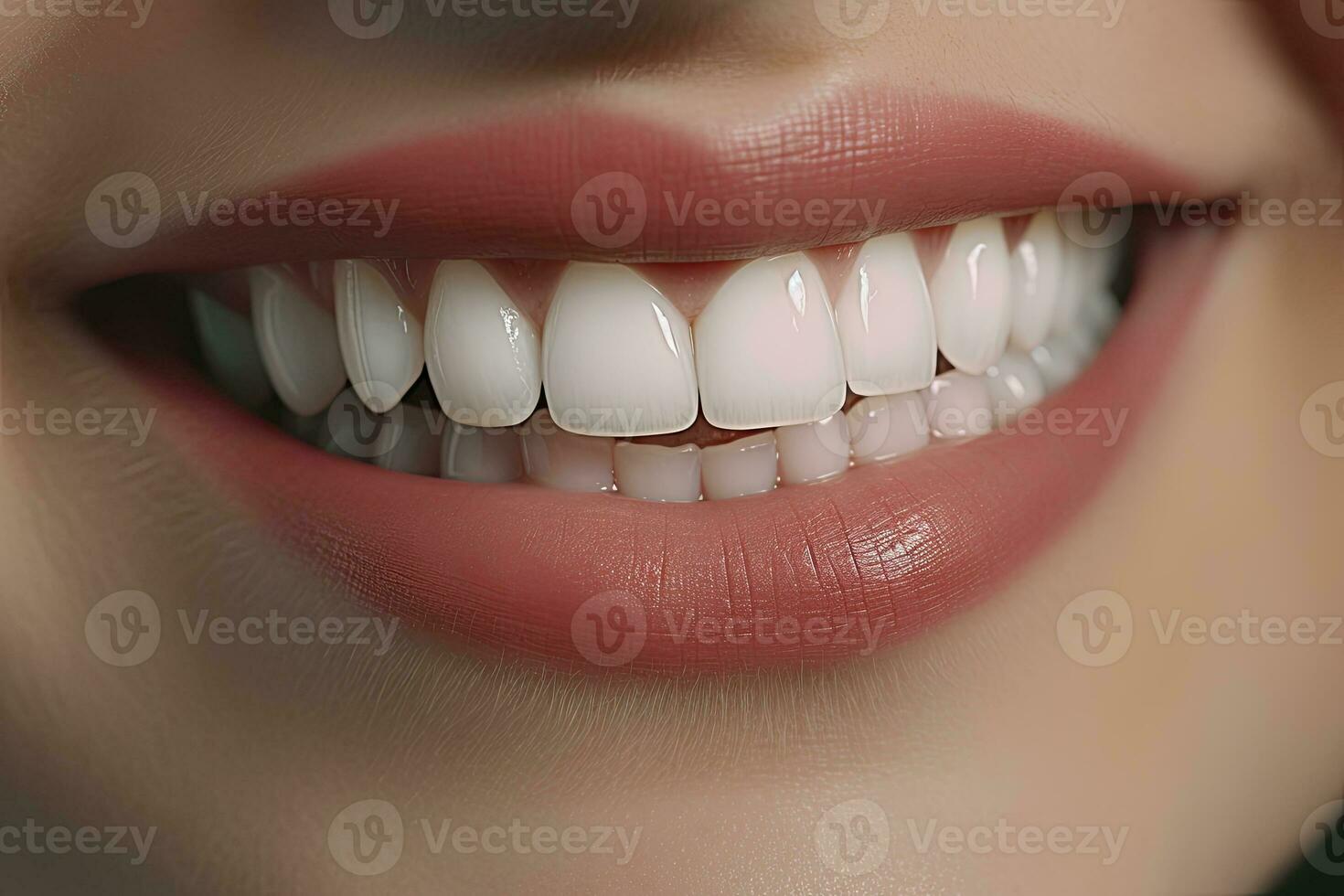 AI generated Close up of a smile with nice white teeth. AI Generated photo