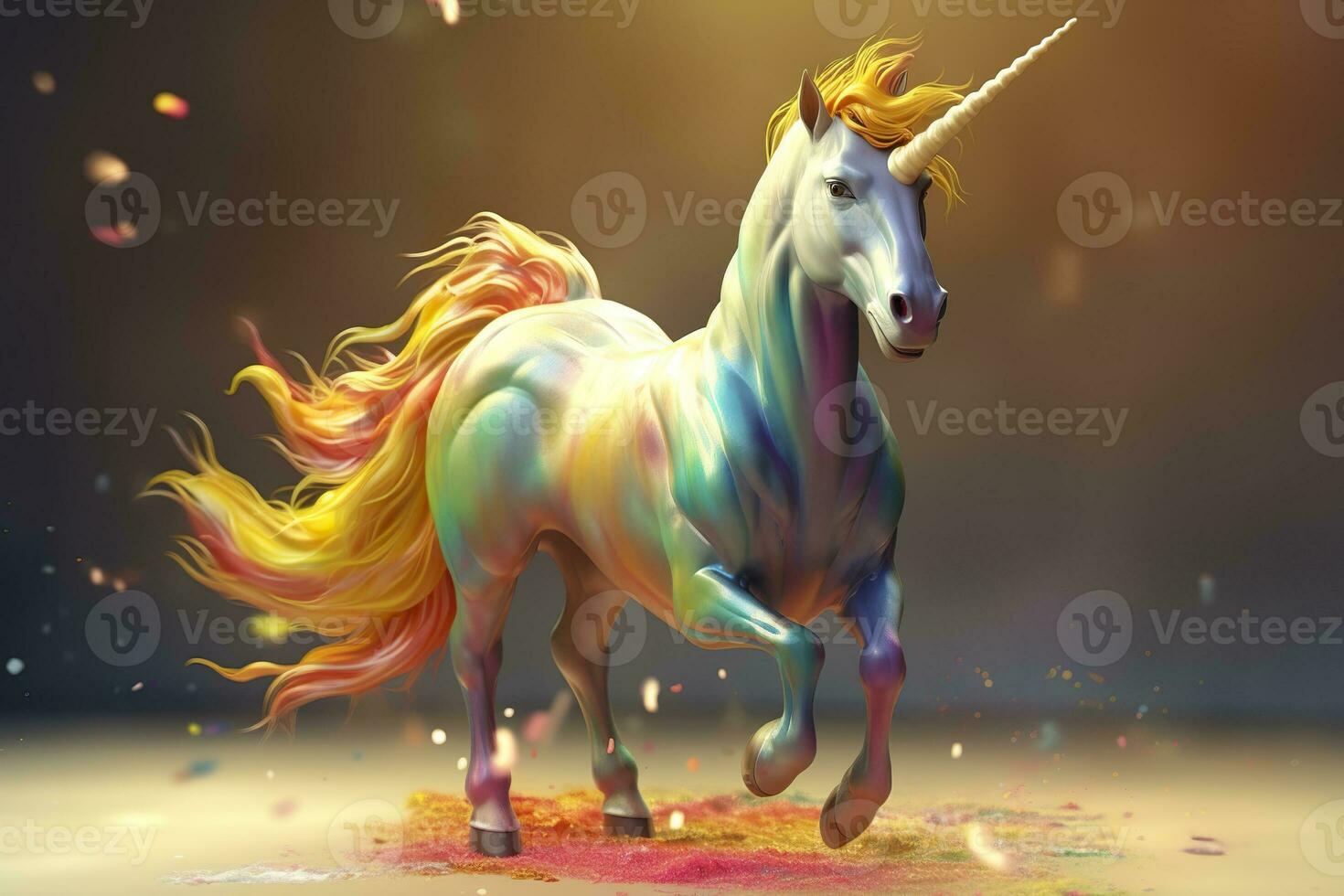 AI generated Beautiful unicorn with light colors. AI Generative photo