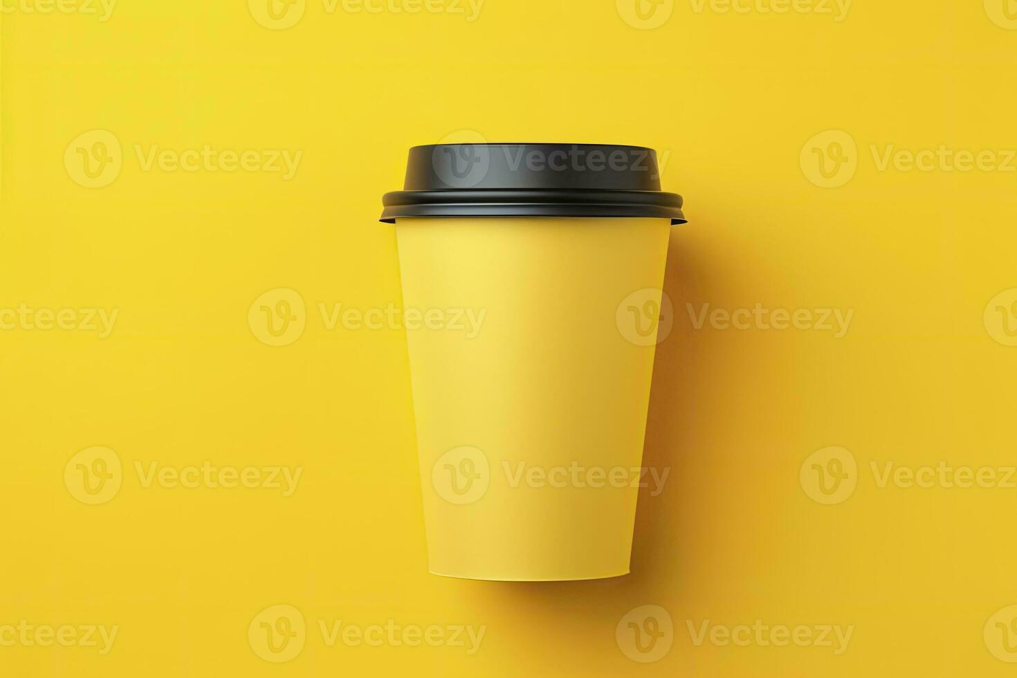 ai generado blanco café taza aislado en amarillo antecedentes. ai generado foto