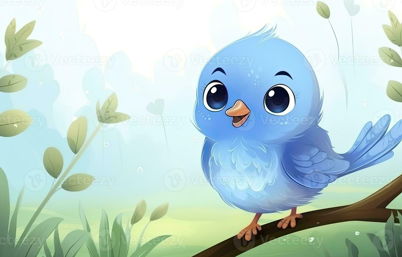 AI generated Cute little bird with a  nature background.  AI Generated. photo