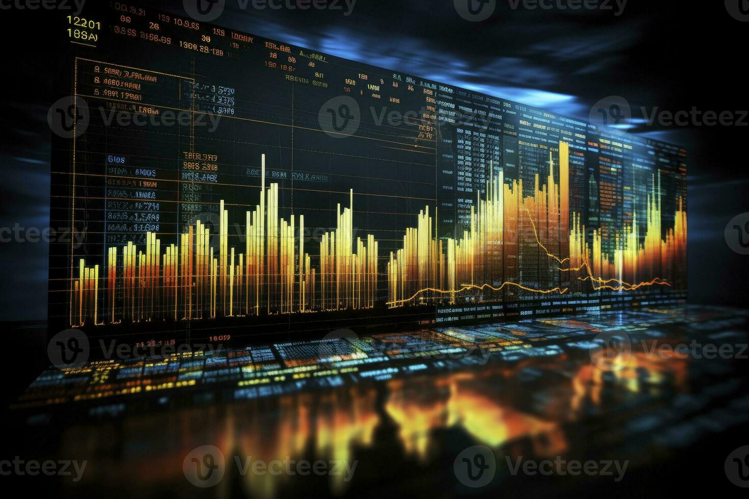 AI generated Digitally Generated Currency and Exchange Stock Chart for Finance and Economy Based Computer Software and Coding Display. AI Generated photo