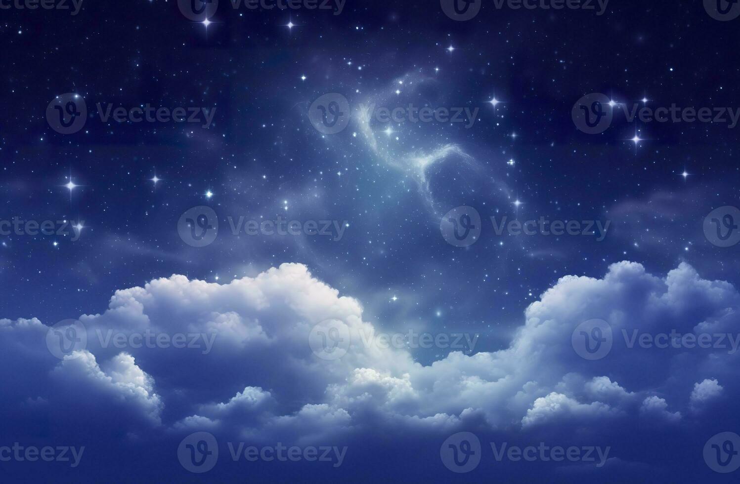 AI generated Space of night sky with clouds and stars. Generative AI photo