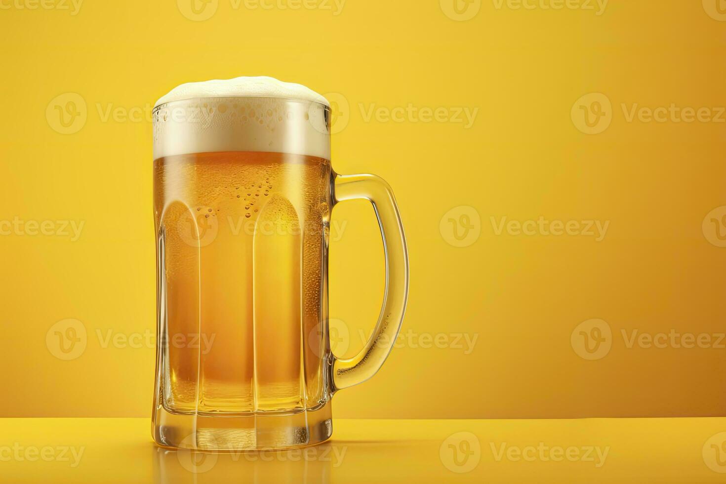 ai generado cerveza vaso con lleno cerveza aislado con un amarillo antecedentes. ai generado foto