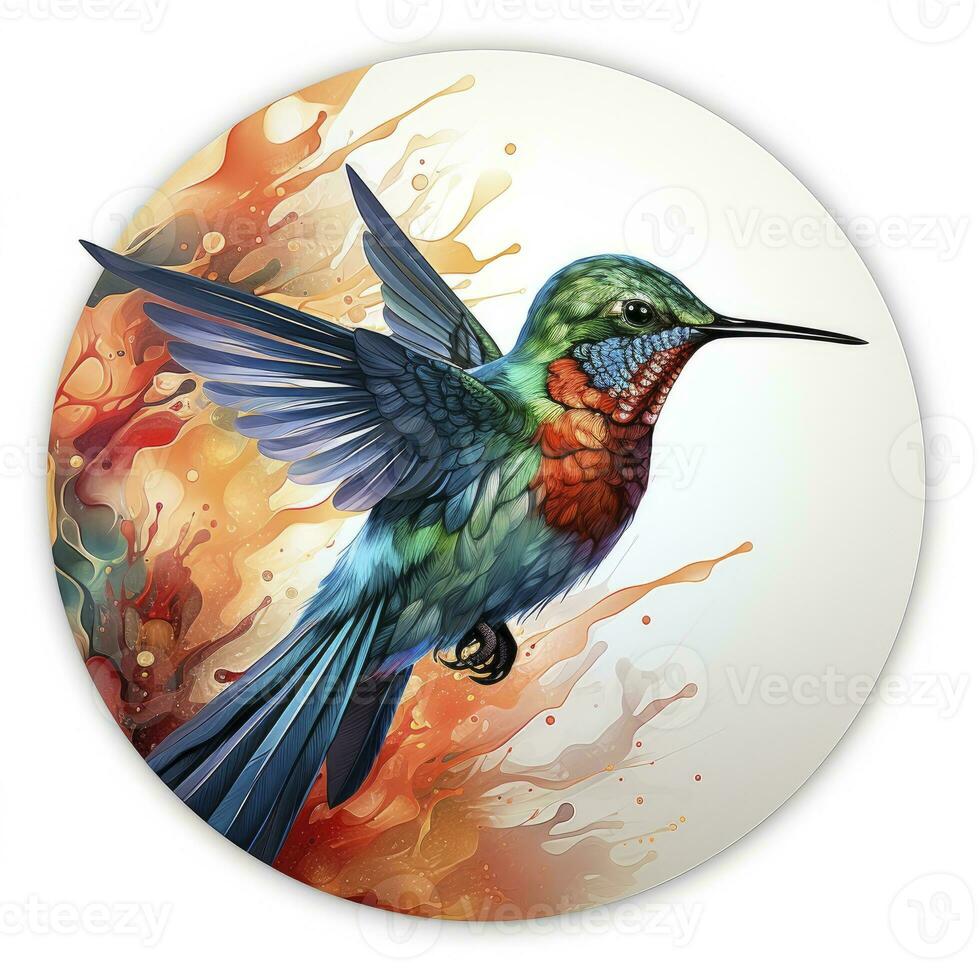 AI generated Hummingbird clipart on white background. AI Generated photo