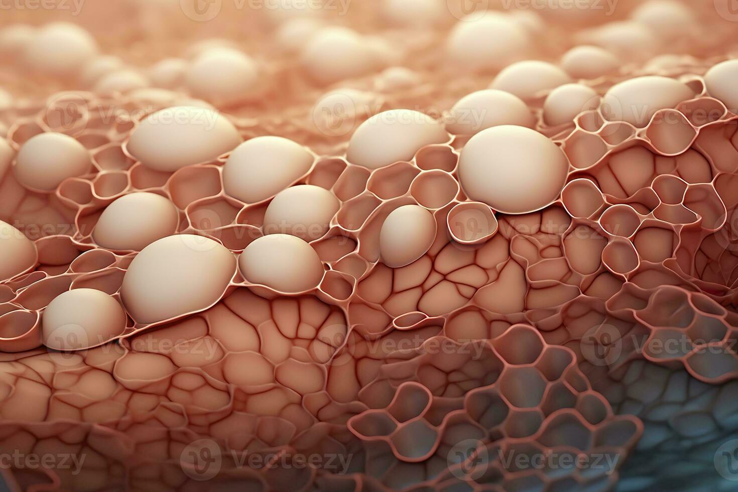 AI generated Saggy skin layer and skin cells, 3D rendering. Generative AI photo