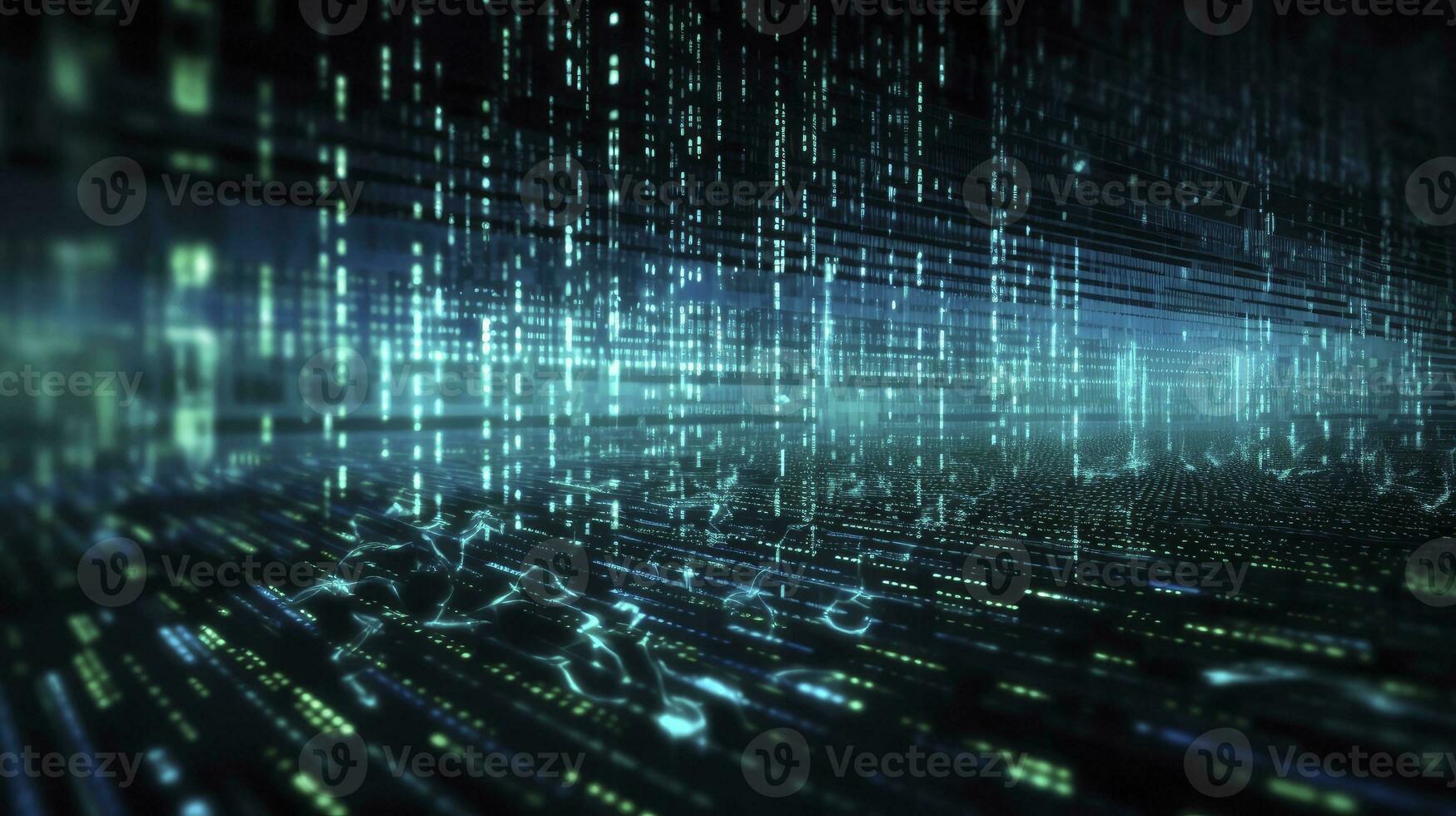 AI generated An abstract digital background with binary code and AI algorithms running in the background. AI Generated photo