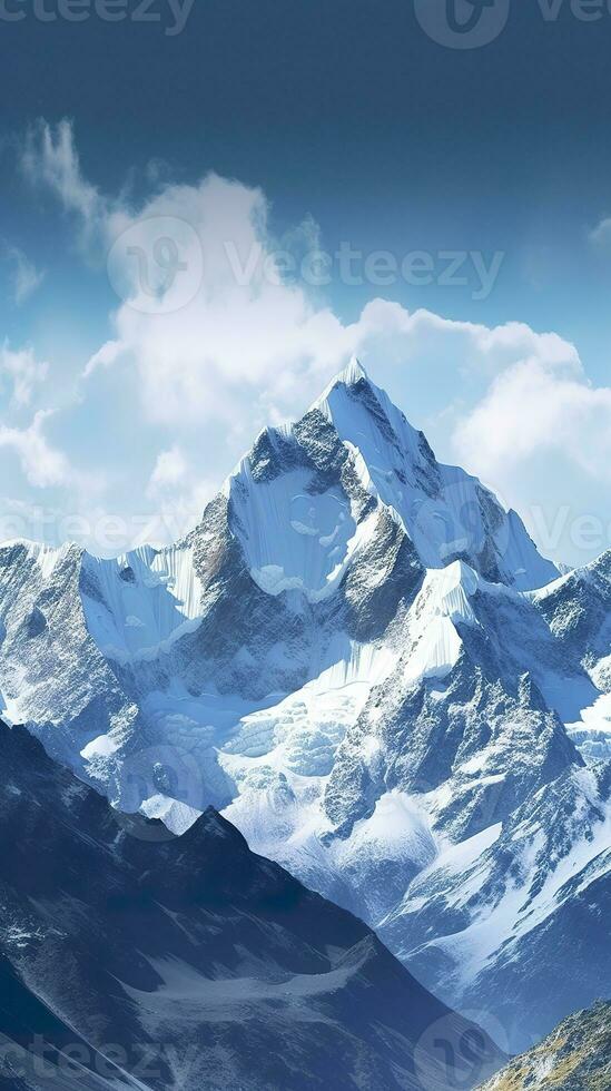 AI generated The beauty of a majestic and snow capped mountain range, with rugged peaks, AI Generative photo