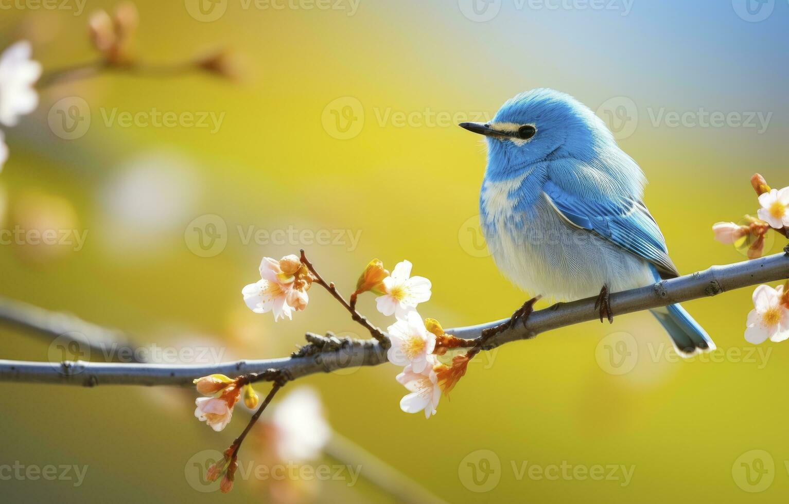 AI generated Cute little bird with a  nature background.  AI Generated. photo