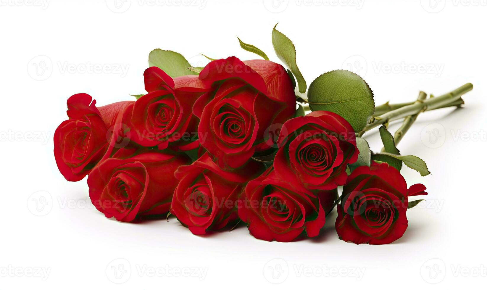 AI generated Red rose bouquet isolated on white background. AI Generated photo