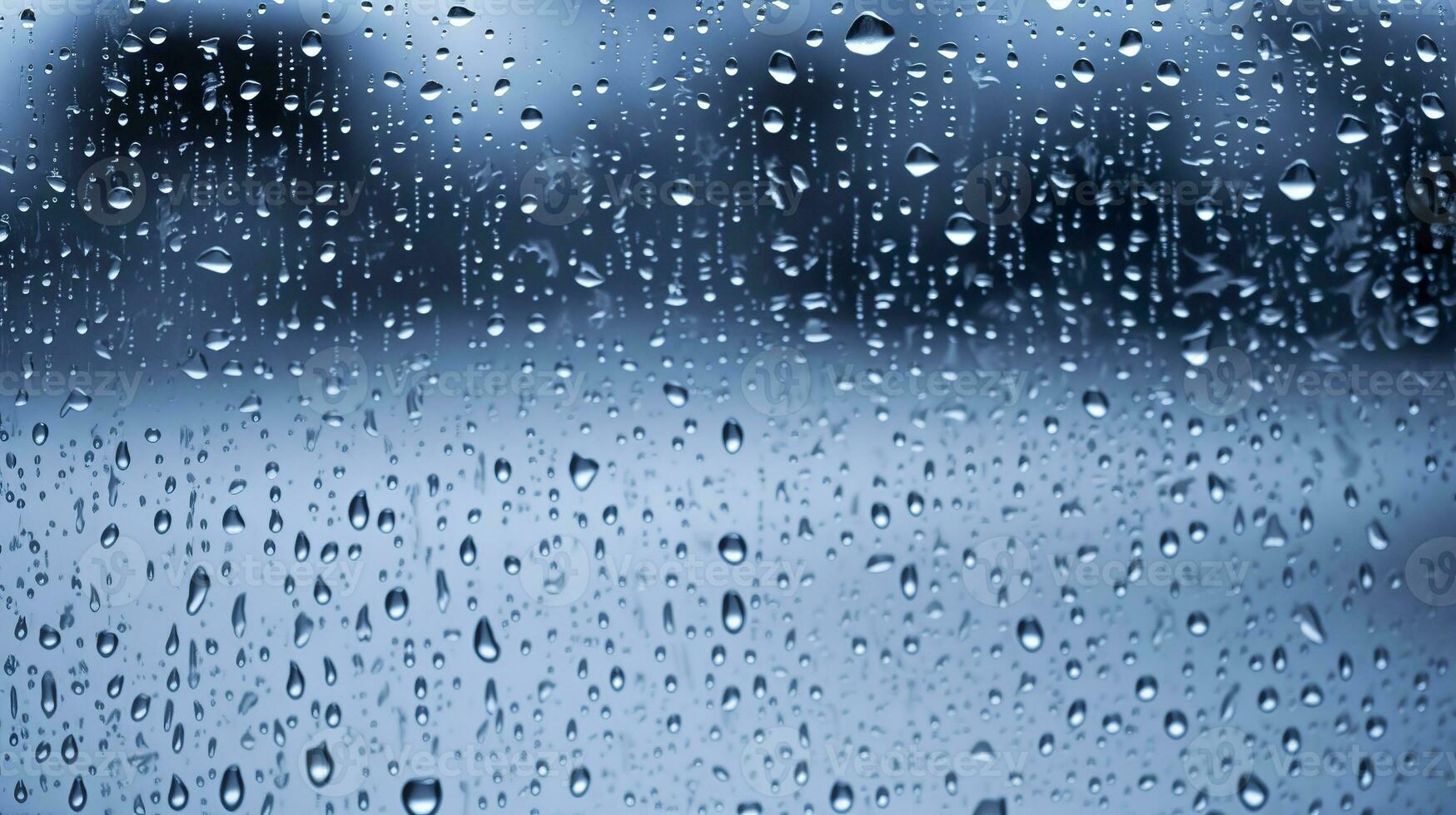 ai generado gotas de lluvia en el ventana. azul tono. generativo ai foto