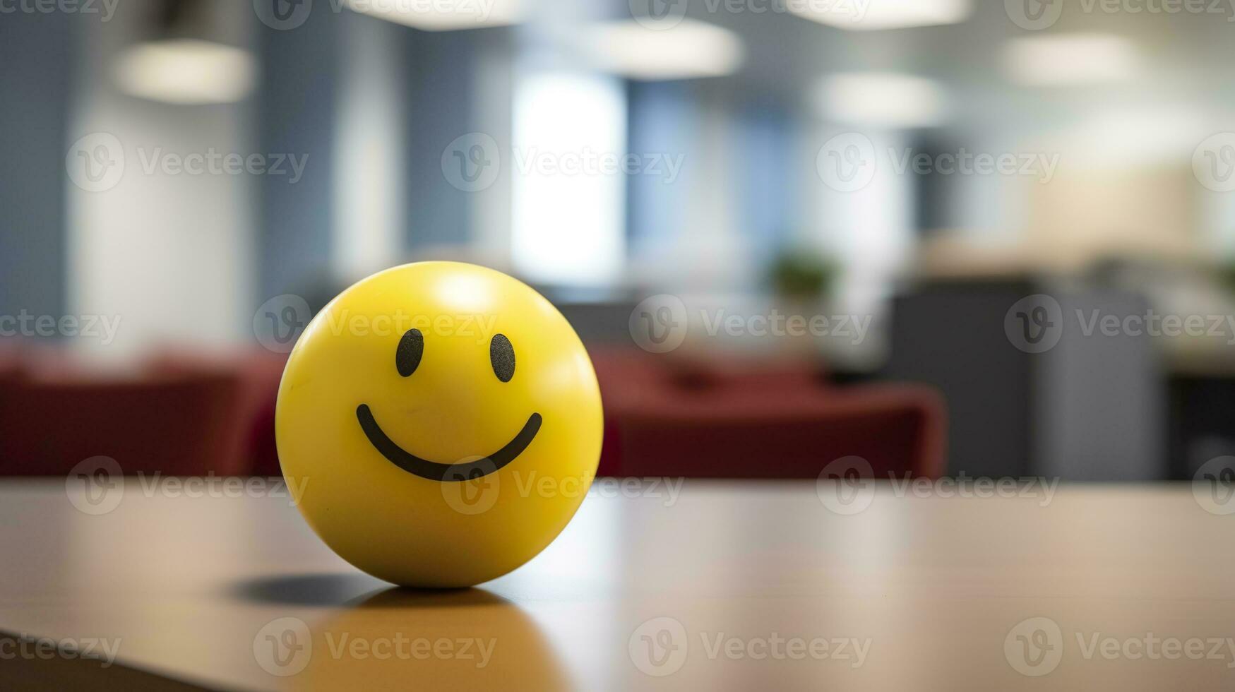 ai generado un amarillo sonriente pelota lata promover un positivo trabajo ambiente. generativo ai foto
