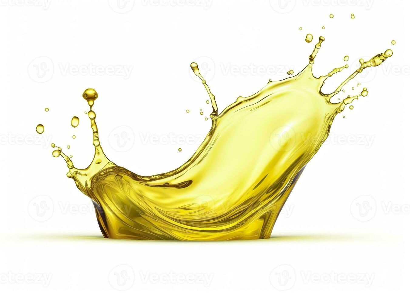 AI generated Olive or engine oil splash, cosmetic serum liquid isolated on white background. Generative AI photo