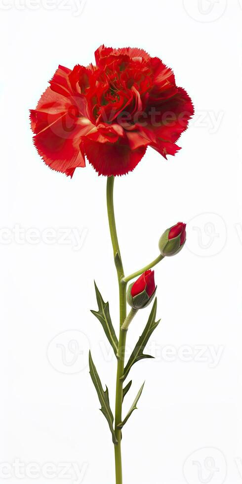 AI generated Red Carnation isolated on white background. AI Generated photo