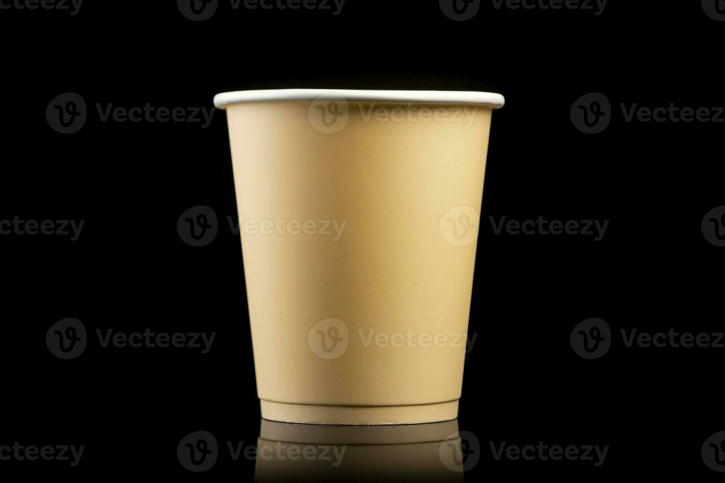 AI generated Side view yellow empty disposable paper fast food cup isolated on black background. Generative AI photo