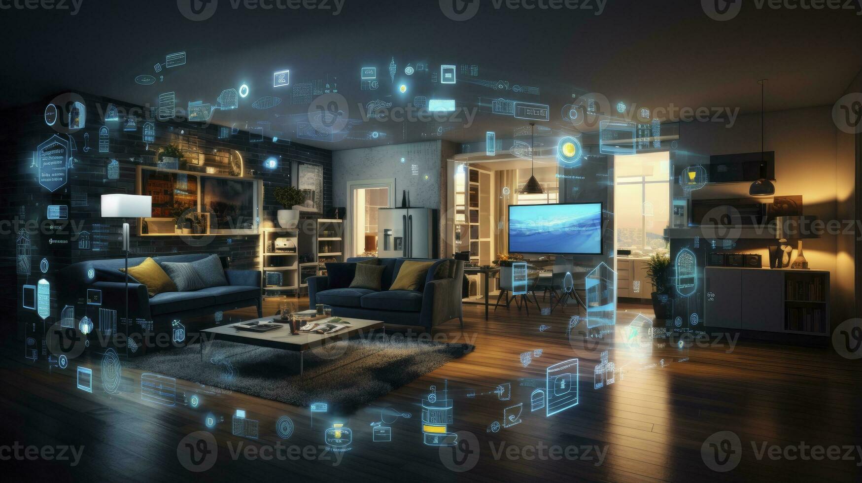 AI generated A Glimpse into the Connected Smart Home of Tomorrow. AI Generated photo