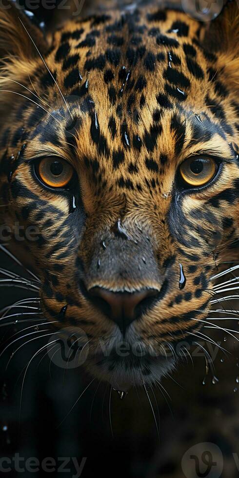 AI generated Leopard macro photography. AI Generated photo