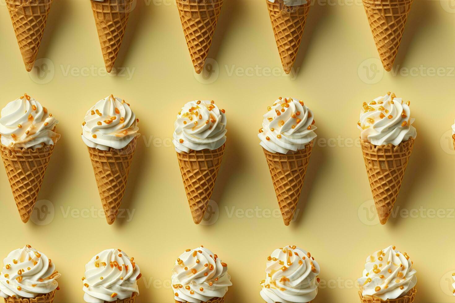 AI generated Incorporate a variety of waffle cones with different ice cream flavors. AI Generated photo