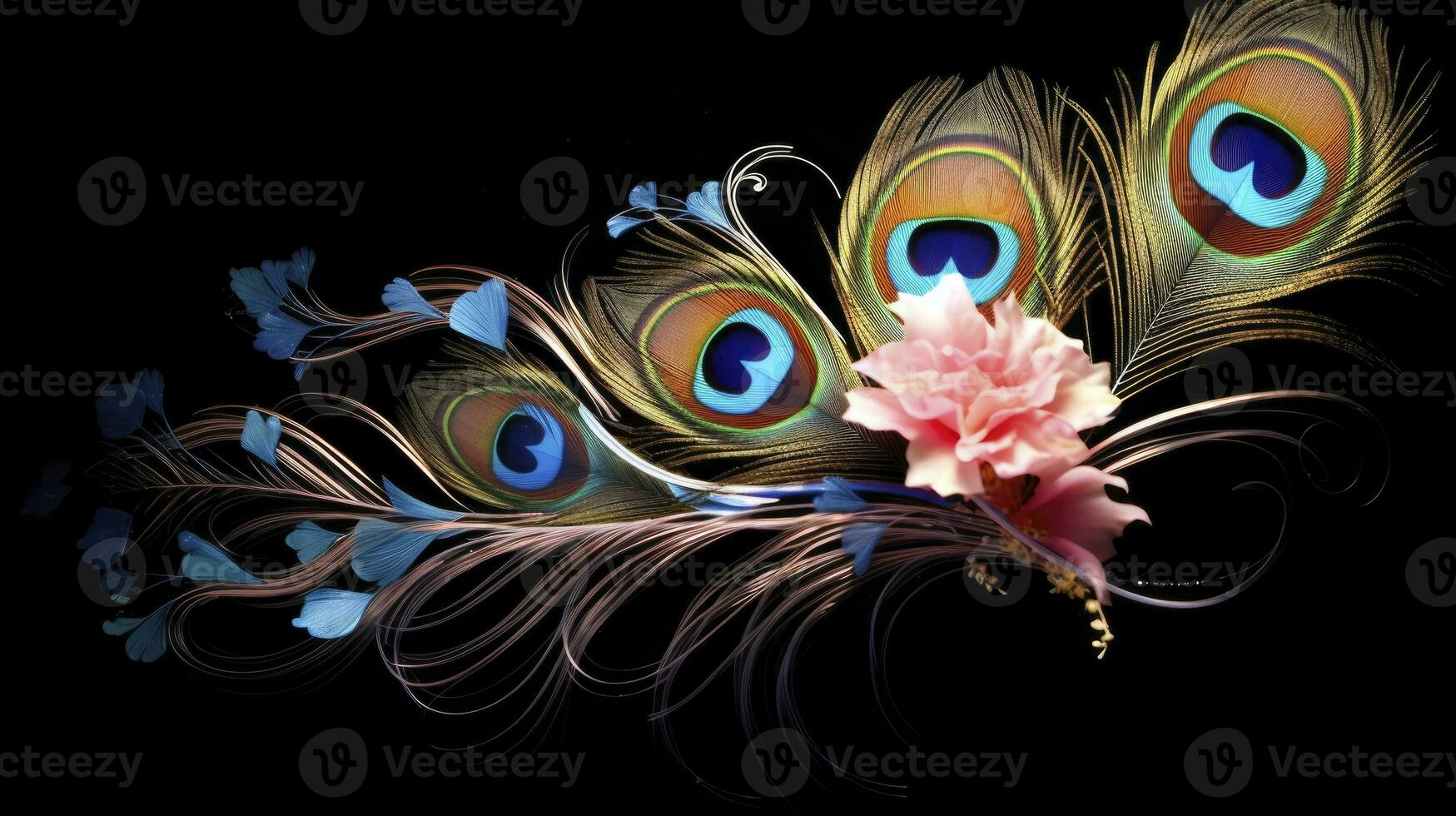 AI generated Beautiful florals peacock feather. AI Generated. photo