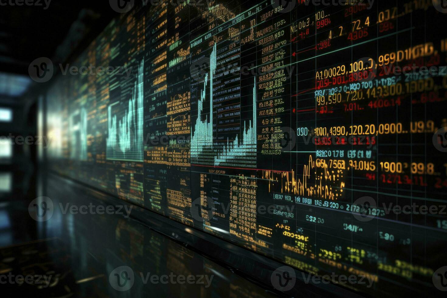 AI generated Digitally Generated Currency and Exchange Stock Chart for Finance and Economy Based Computer Software and Coding Display. AI Generated photo
