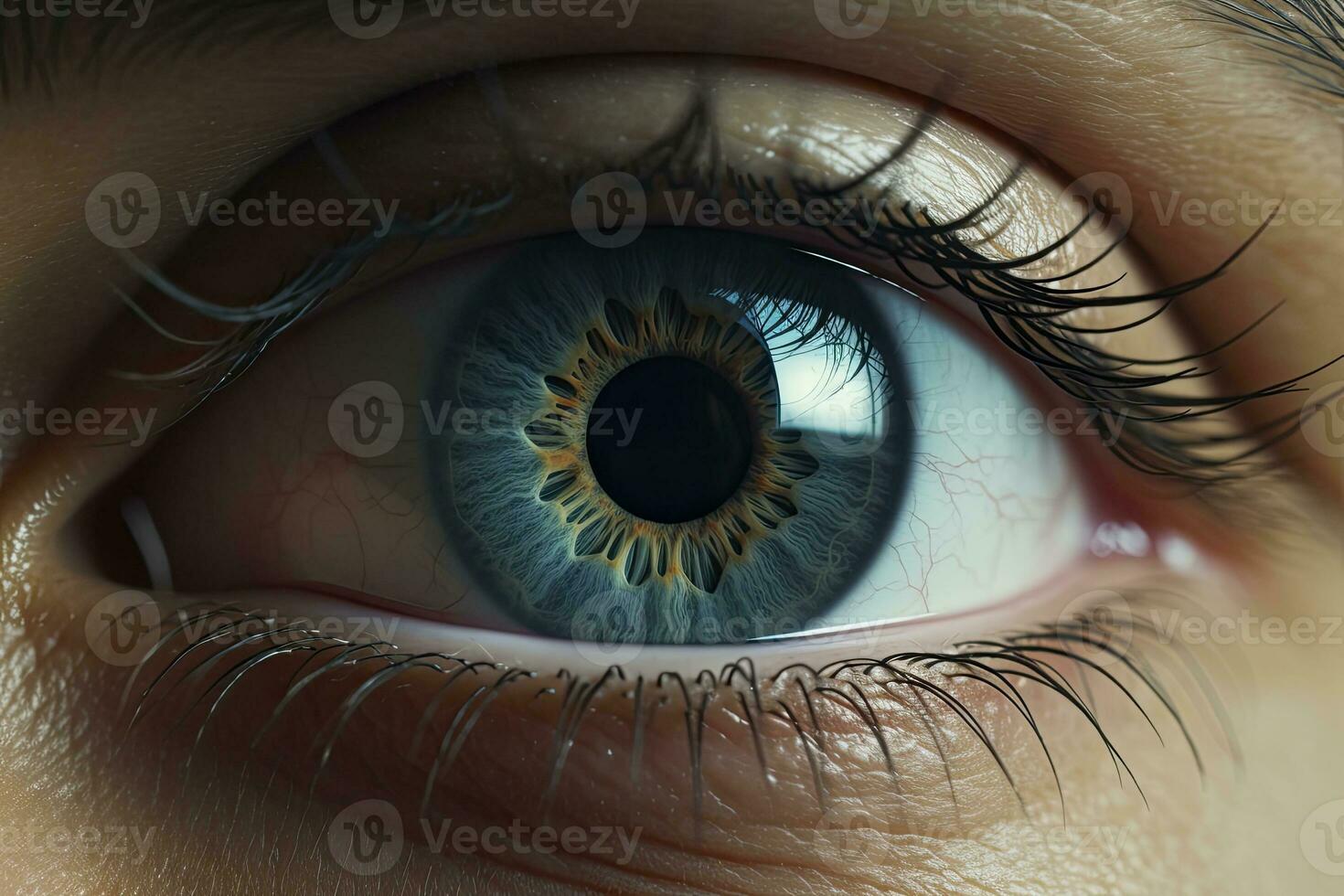 AI generated Close up of beautiful eye, looking at the camera. AI Generated photo