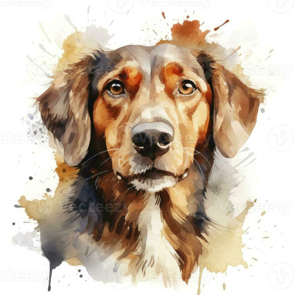 ai generado acuarela perro acortar Arte en blanco antecedentes. ai generado foto