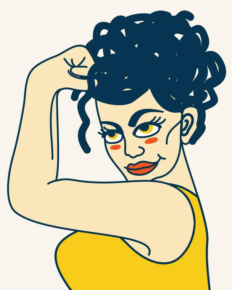 Girl power. young woman showing biceps vector