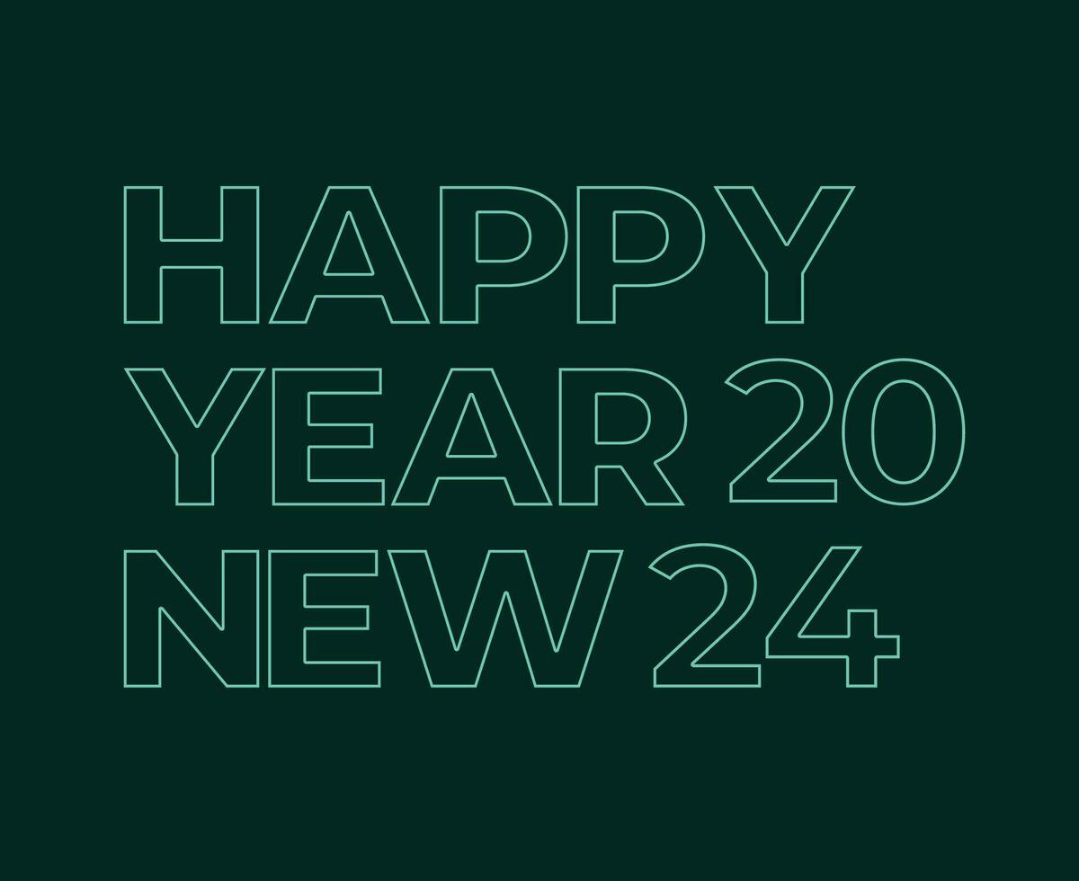 Happy New Year 2024 Abstract Neon Graphic Design Vector Logo Symbol Illustration With Green Background