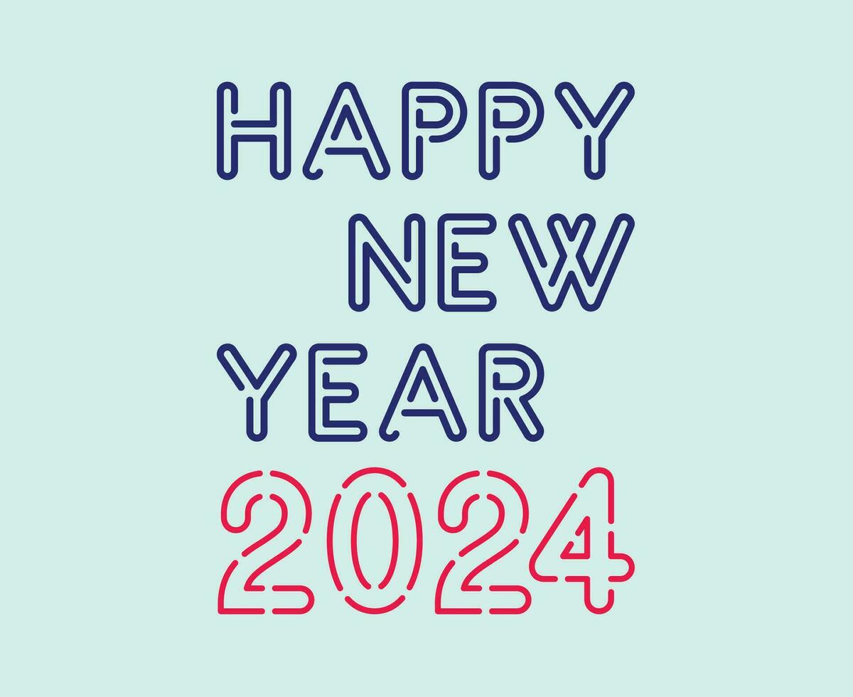 Happy New Year 2024 Abstract Blue And Pink Graphic Design Vector Logo Symbol Illustration With Cyan Background