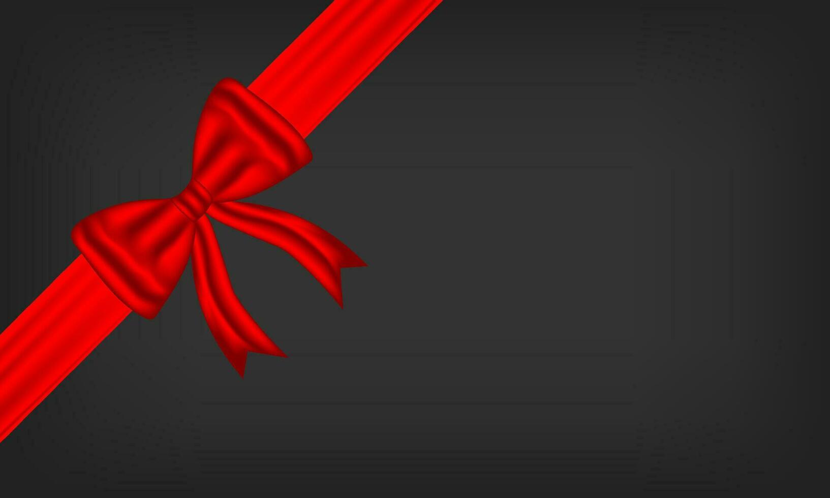 Red bow and silk luxury elements with horizontal and Vertical cross ribbon festive decor for holiday elegant gift card tape for decorating wedding cards, or website vector