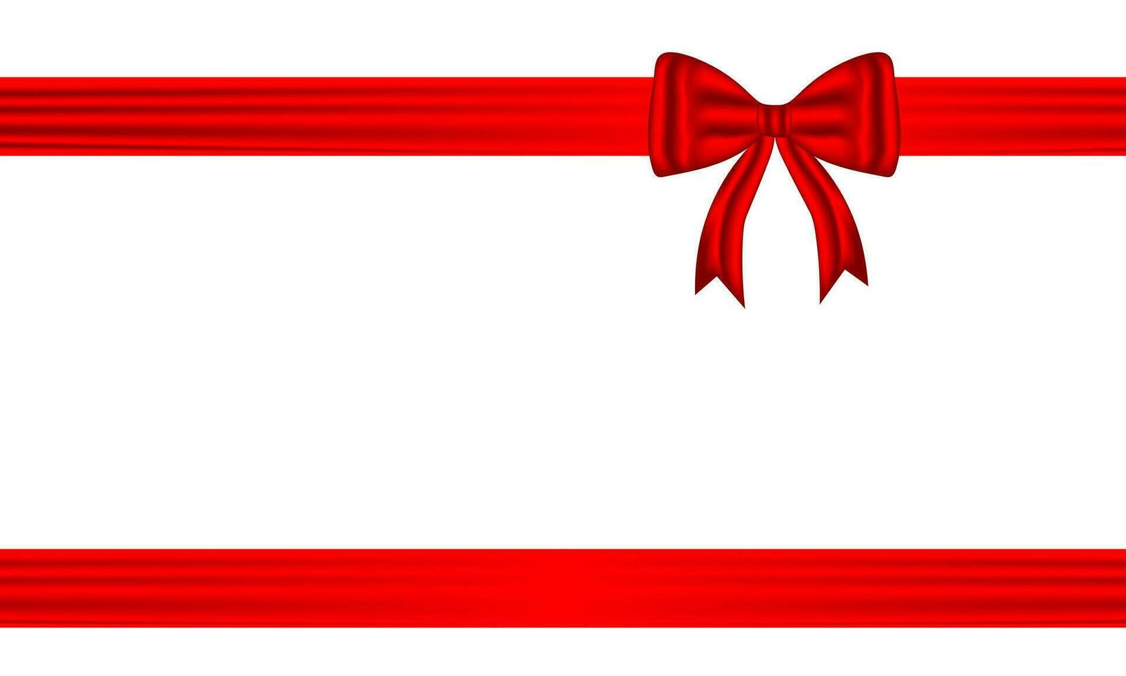 Red bow and silk luxury elements with horizontal and Vertical cross ribbon festive decor for holiday elegant gift card tape for decorating wedding cards, or website vector