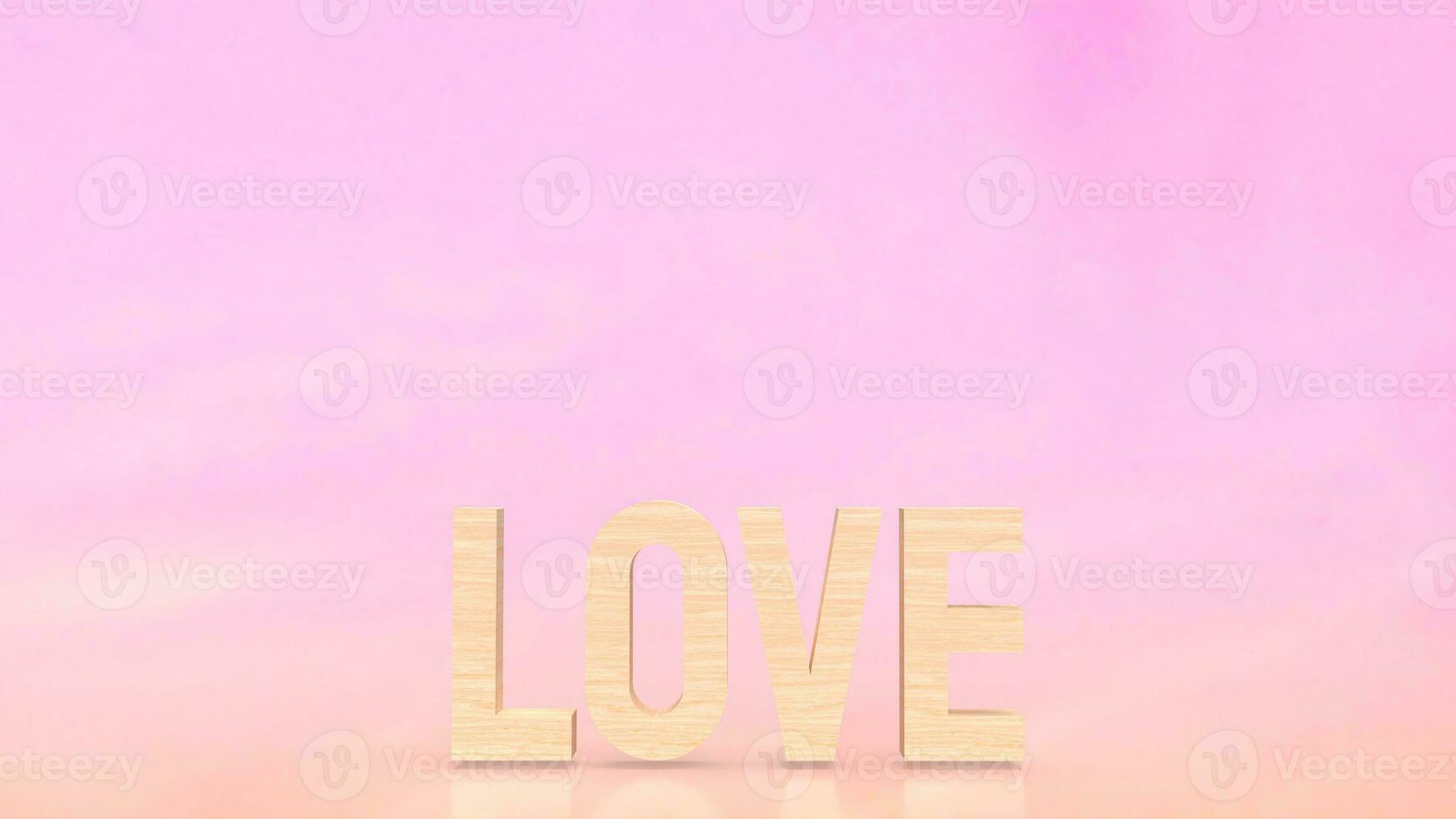 The wood Love on pink background  3d rendering photo