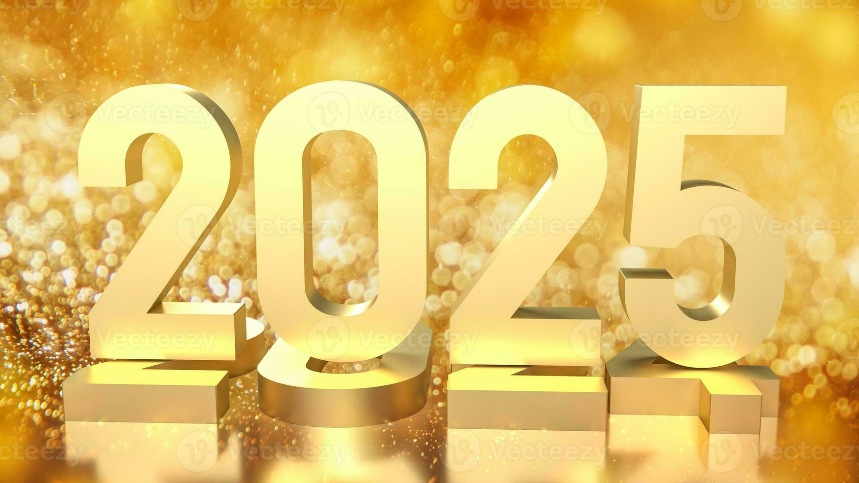 The gold number 2025 for Business concept 3d rendering. photo