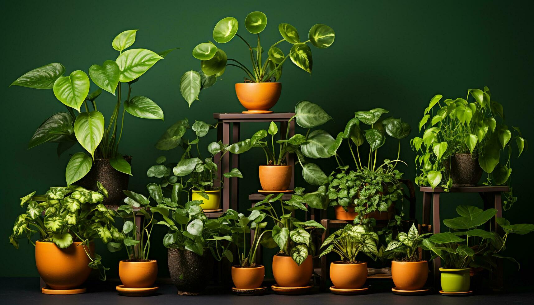 AI generated money plants with pots flora photo