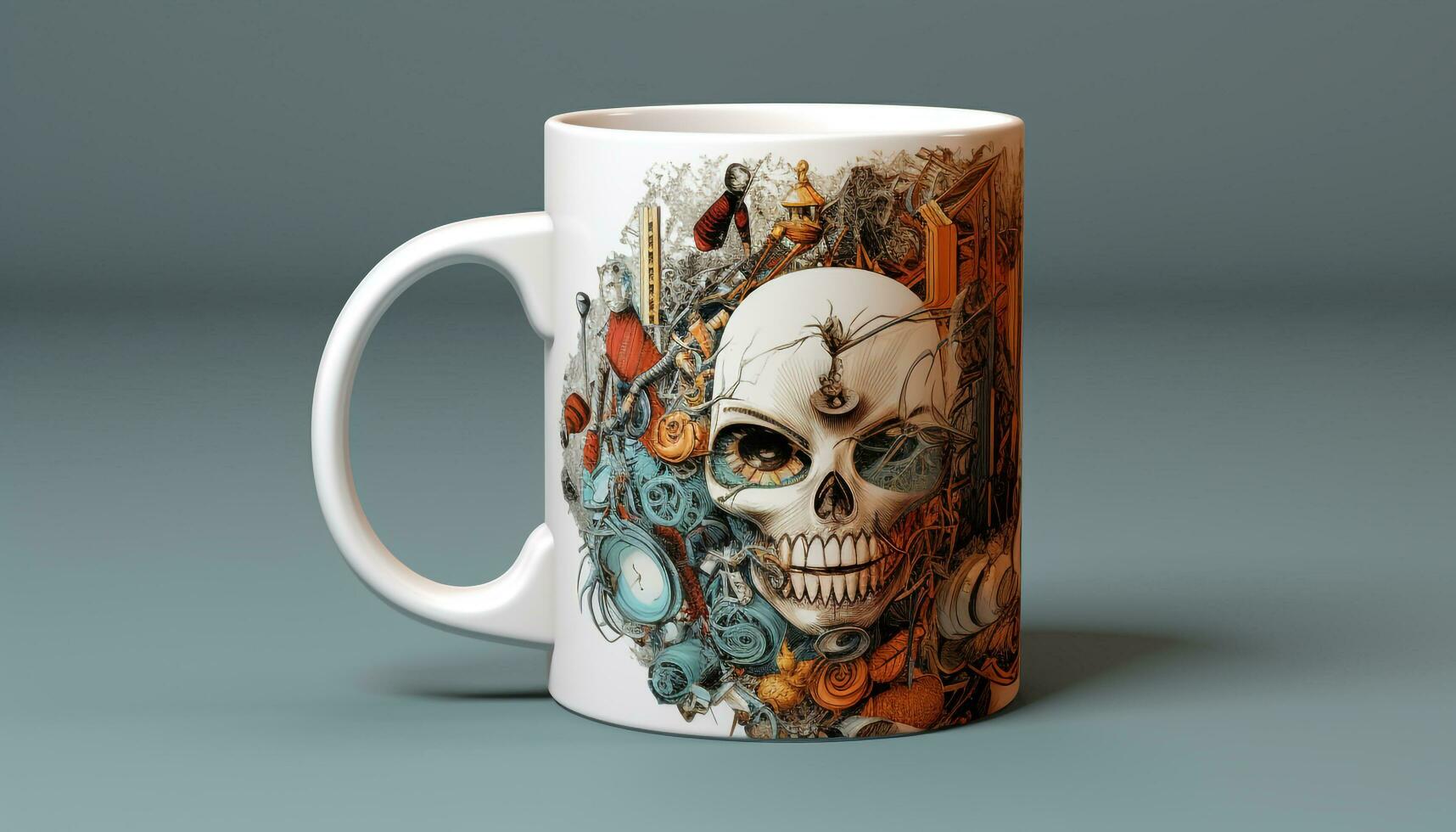 AI generated mug printed poster beige photo