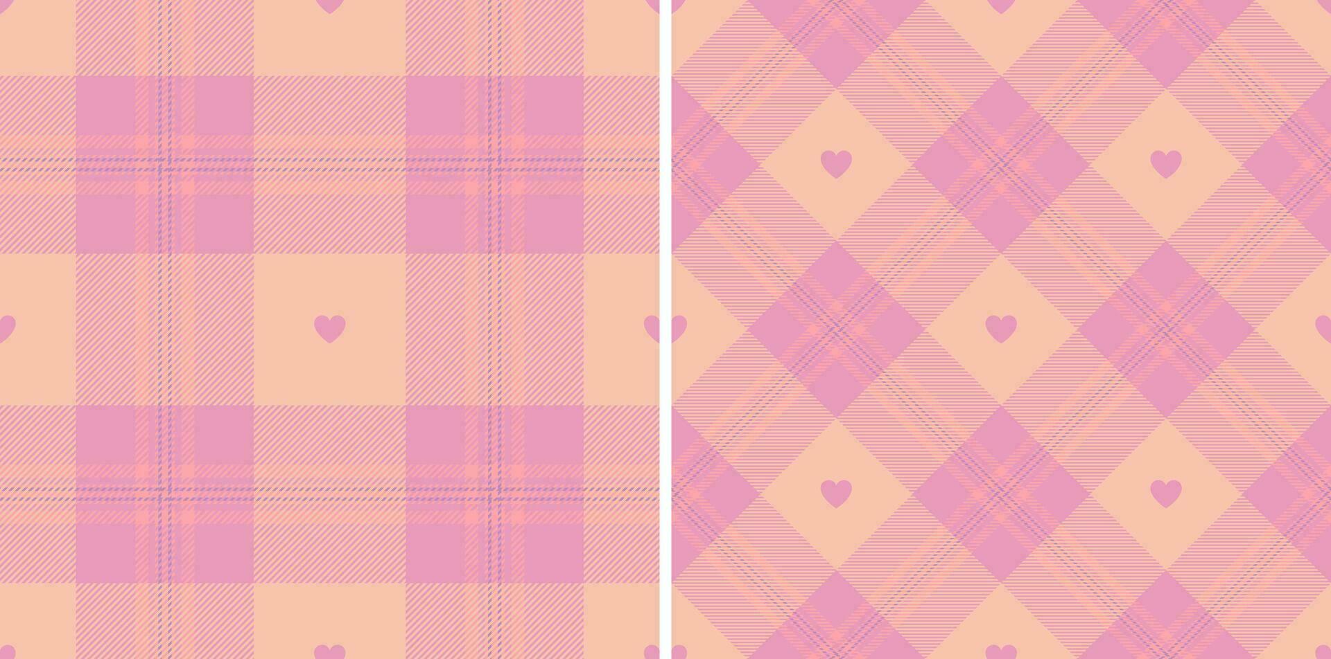 Gingham pattern with hearts. Seamless tartan vichy check plaid for gift card, wrapping paper, invitation on Valentines Day print vector