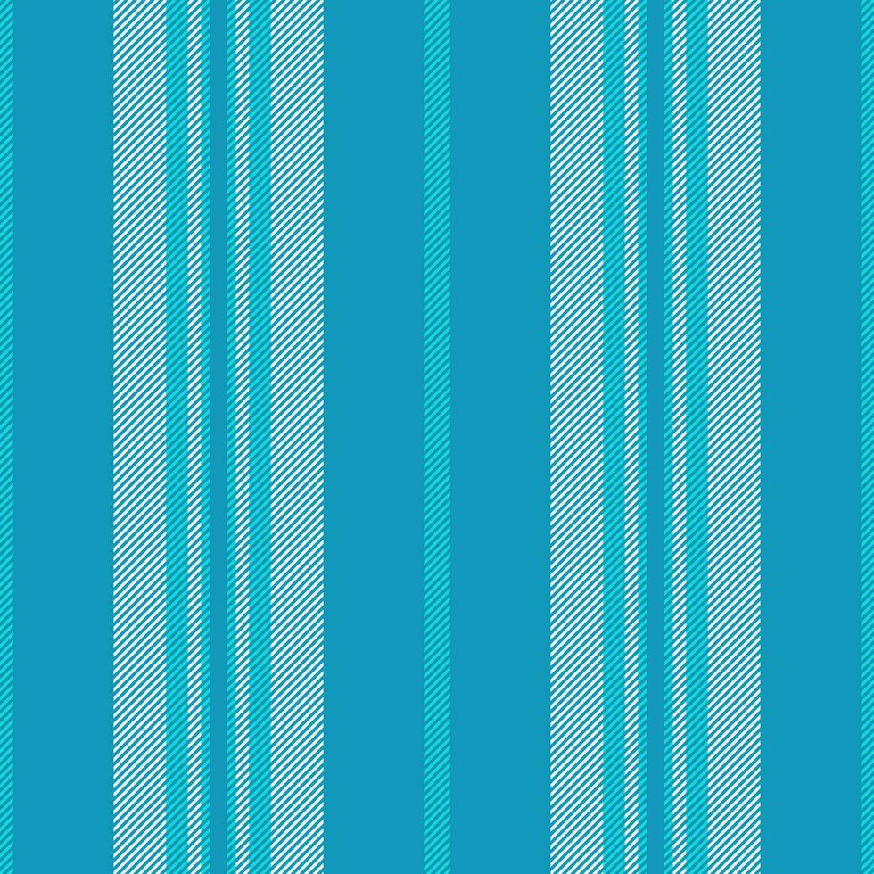 Repeat lines seamless background, british vector texture stripe. Painting textile vertical fabric pattern in cyan and white colors.