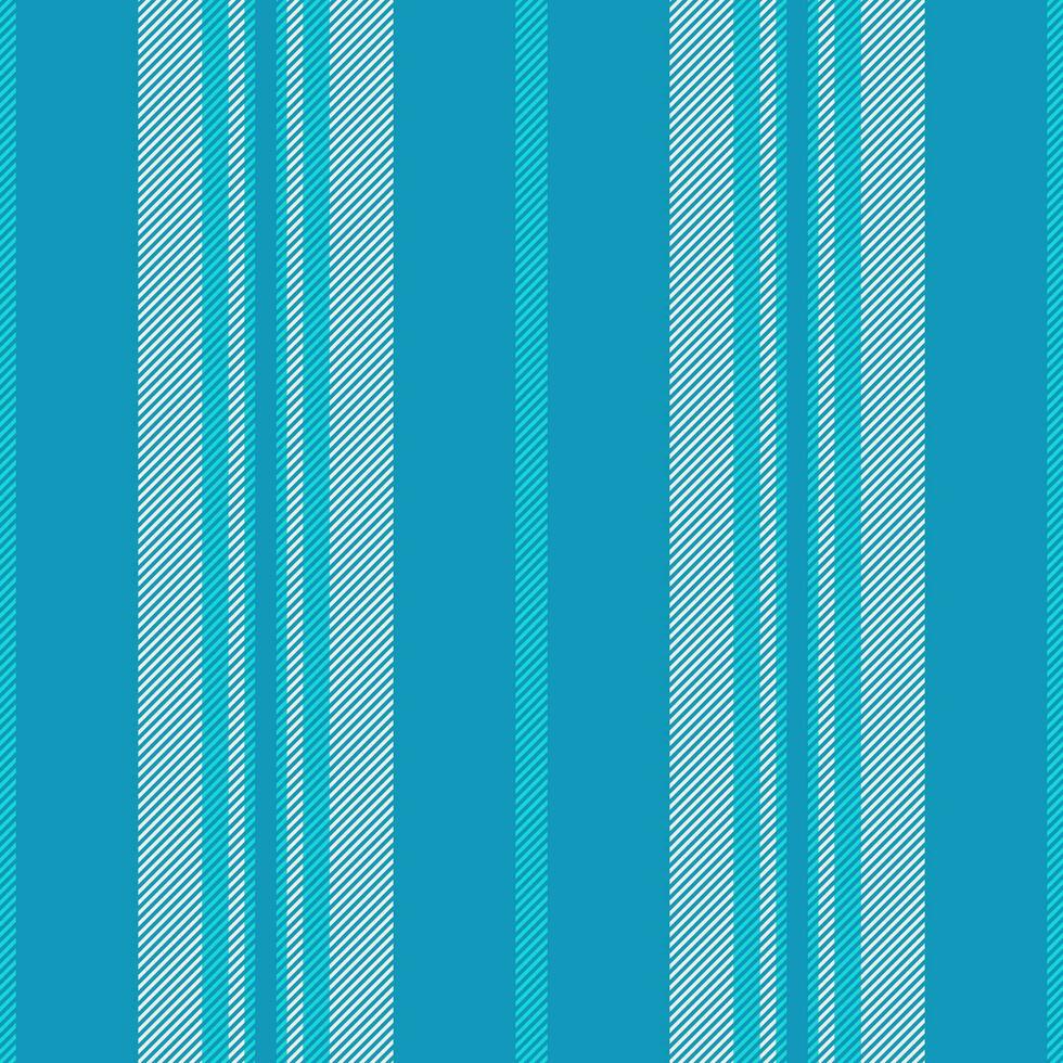 Repeat lines seamless background, british vector texture stripe. Painting textile vertical fabric pattern in cyan and white colors.